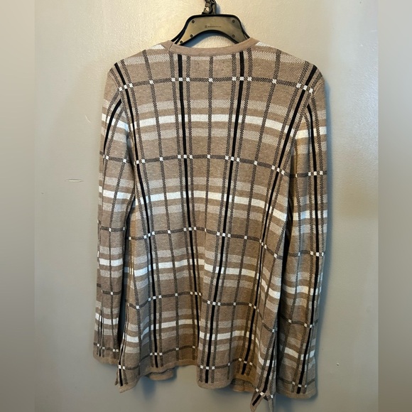 Croft & Barrow sweater - beige/black/white plaid open front cardigan - Picture 5 of 9